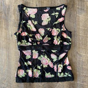 2004 Rose Mesh Lace Babydoll Cami Top